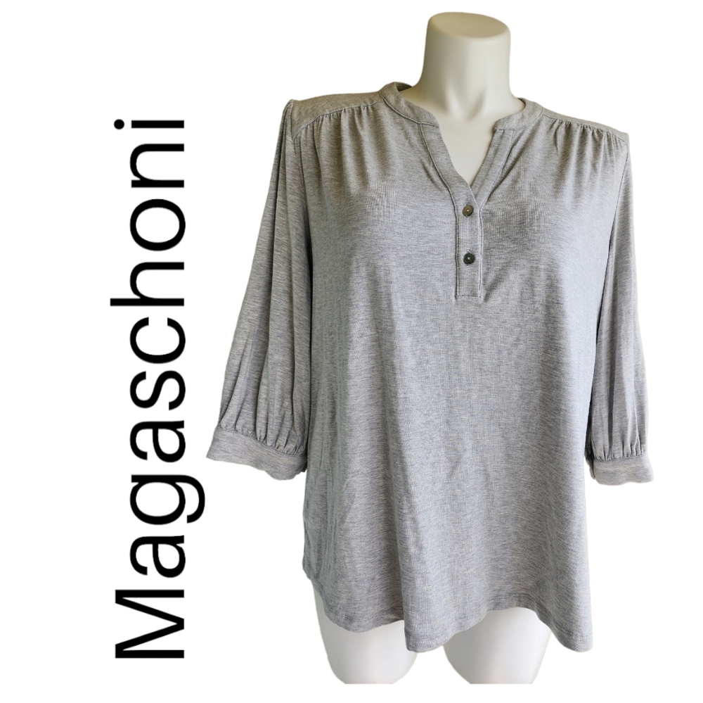 Magaschoni 3/4 Sleeves gray t-shirt NWT! Size 1X
